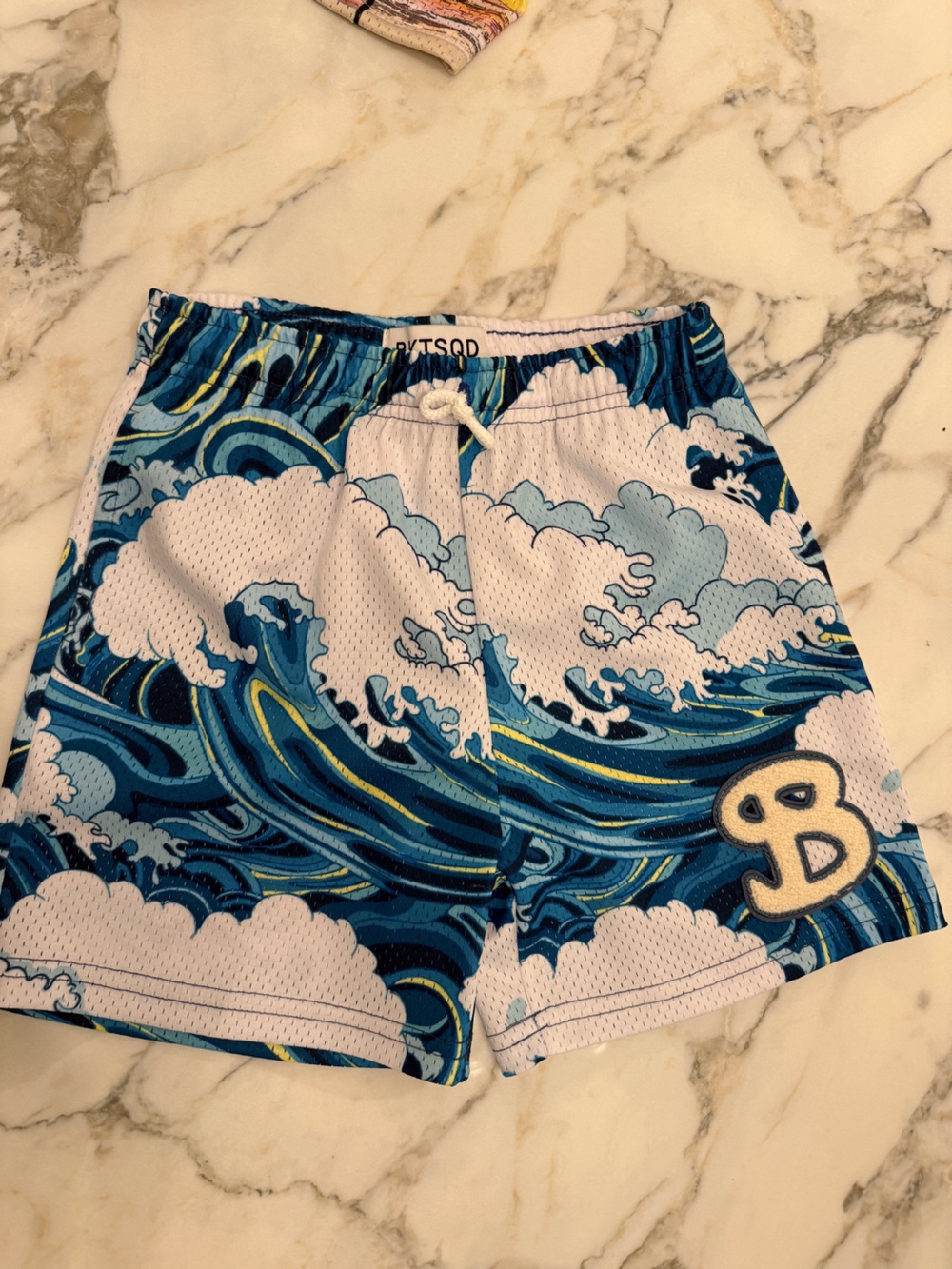 Kids Wave-Print Athletic Shorts in Blue